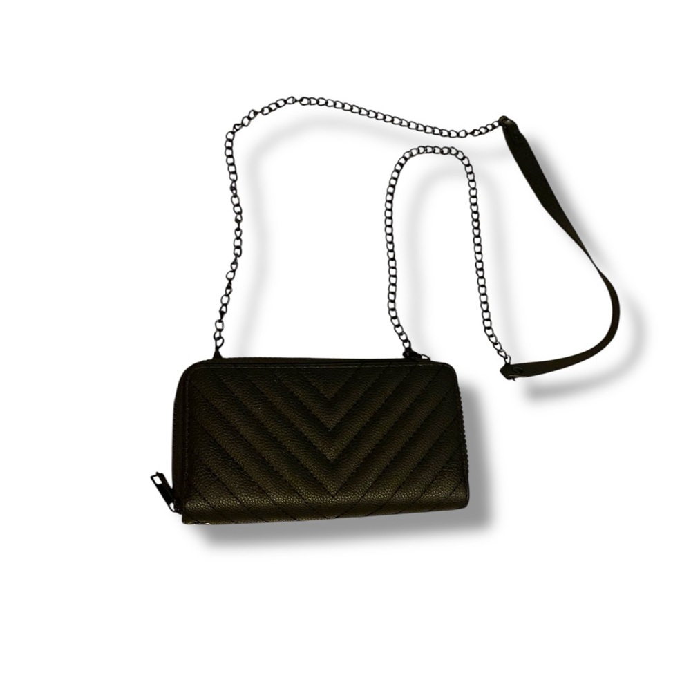 Black Crossbody Wallet Textured Wallet On A Chain
